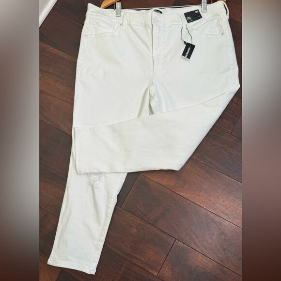 Express White Distressed Cropped Jeans Size 18S - Picture 7 of 9